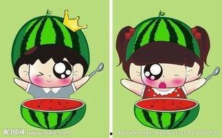 男孩吃瓜简笔画,简笔画中的夏日风情